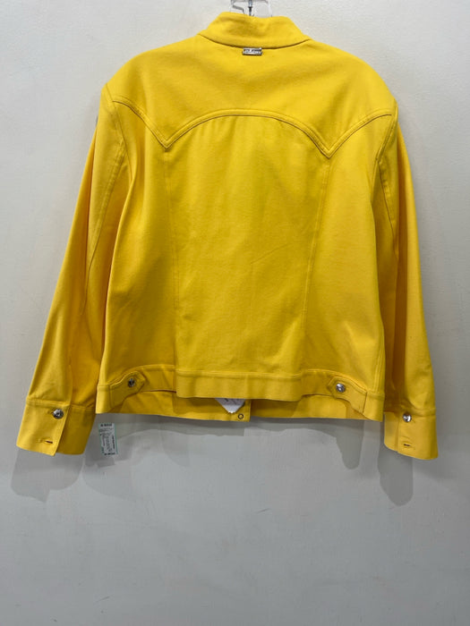 St John Sport Essentials Size XL Bright Yellow Cotton Blend Button Front Pants