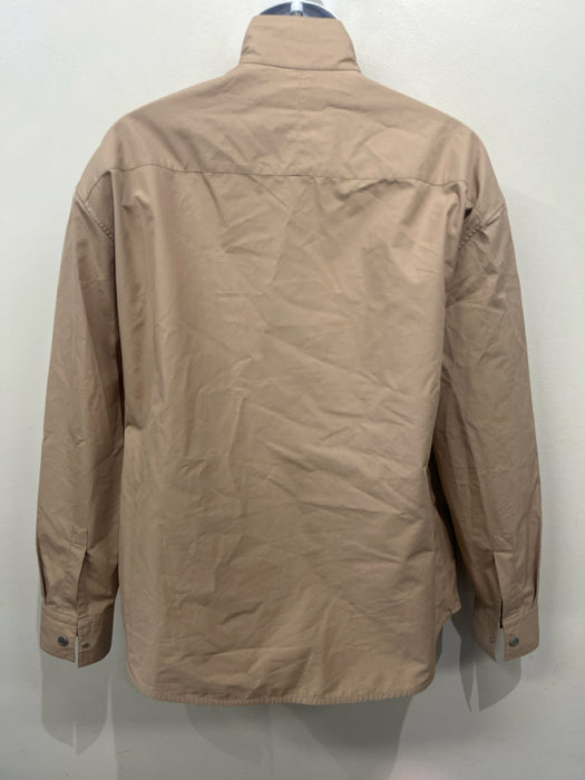 Hermes Size 40 Beige Cotton Solid Zip Pockets Button Down Men's Jacket