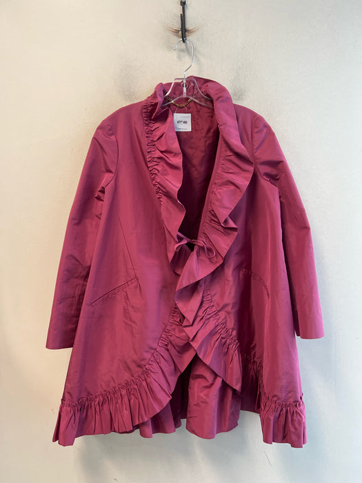 Moschino Size 10 Pink Silk & Polyester Long Sleeve Tie Waist Ruffle Hem Jacket