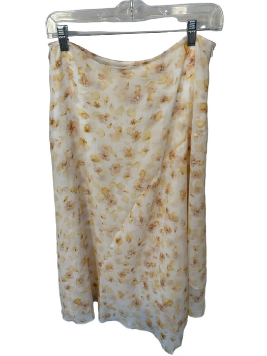 Vince Size 10 White & yellow Polyester Side Zip Flowers Maxi Skirt