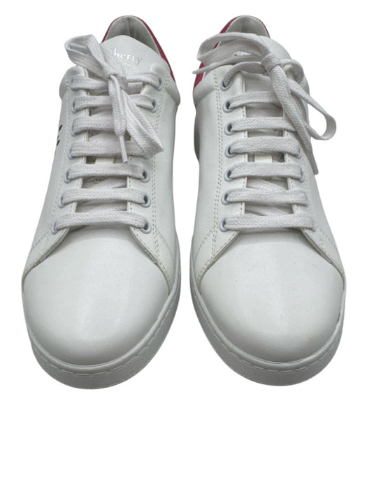 Mulberry Shoe Size 40 White & Pink Leather Color Block Lace Up Low Top Sneakers