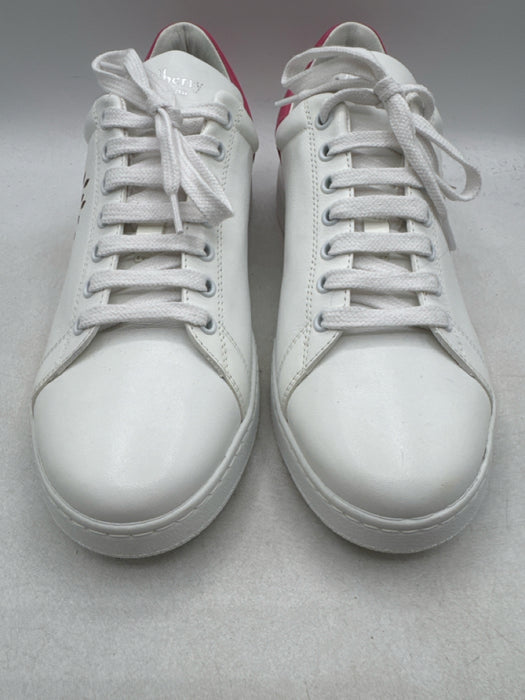 Mulberry Shoe Size 40 White & Pink Leather Color Block Lace Up Low Top Sneakers