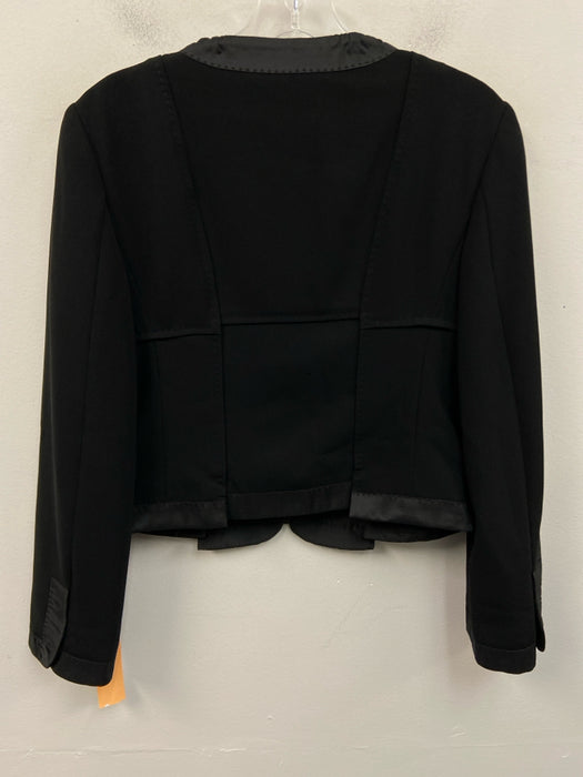Moschino Size 12 Black Triacetate Zippers Bow Applique Long Sleeve Jacket