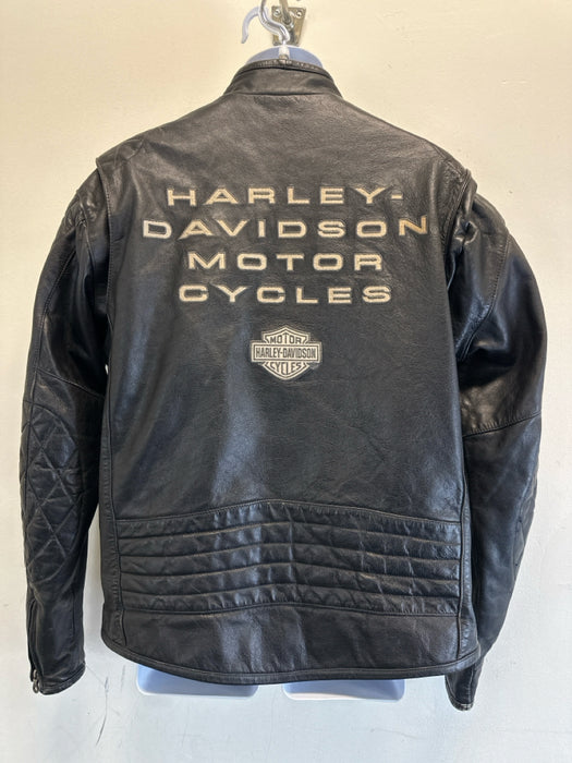 Harley Davidson Size L Black Leather Solid Moto Men's Jacket