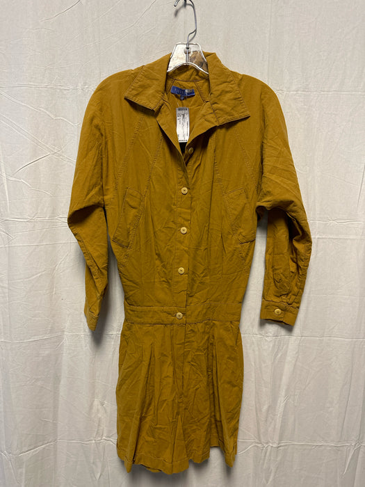Paradised Size S Mustard Cotton Long Sleeve Button Down Collar Romper