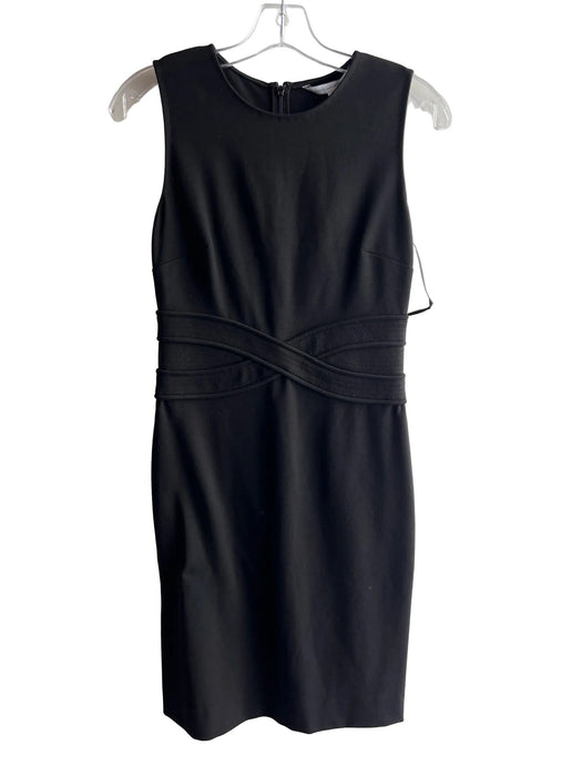 Diane Von Furstenberg Size 2 Black Viscose Blend Round Neck Back Zip Dress