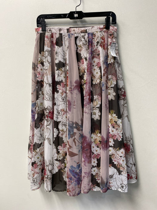 Varun Bahl Size S White, Black & Multi Polyester Floral Pleat Detail Midi Skirt