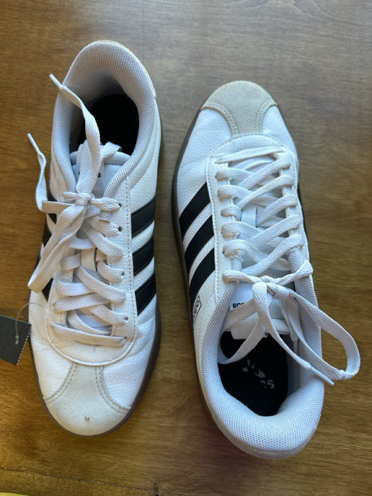 Adidas Shoe Size 8.5 White & Black Leather Lace Up Athletic Sneakers