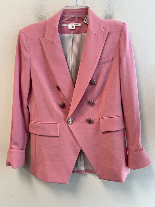 Veronica Beard Size 6 Pale Pink Viscose Blend Double Breast Pockets Blazer