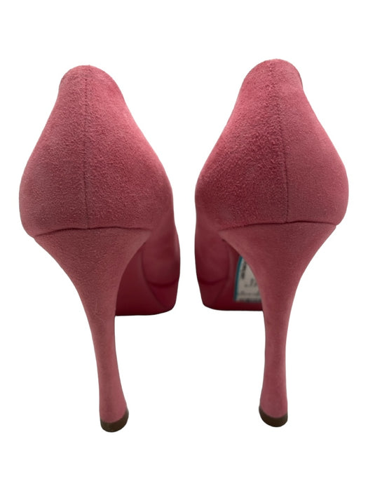 Yves Saint Laurent Shoe Size 36.5 Pink Suede Peep Toe Closed Heel Stiletto Pumps Pink / 36.5