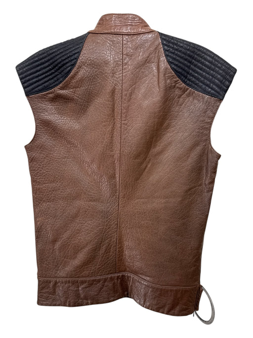 Linda Loudermilk Size 40 Brown & Black Leather cupro Drape Detail D Ring Top Brown & Black / 40