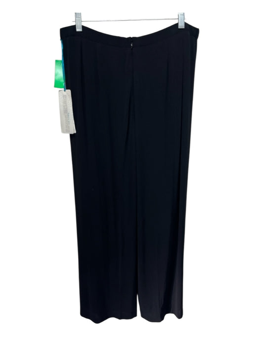 Linda Loudermilk Size L Black Bamboo Blend Elastic Waist Back Zip Wide Leg Pants Black / L