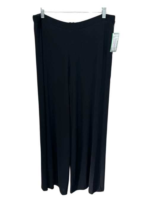 Linda Loudermilk Size L Black Bamboo Blend Elastic Waist Back Zip Wide Leg Pants Black / L