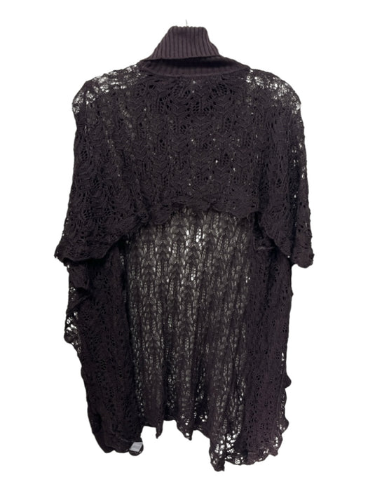 Linda Loudermilk Size M Brown Open Knit Crochet Backless Turtleneck Sweater Brown / M