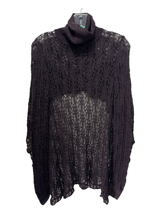 Linda Loudermilk Size M Brown Open Knit Crochet Backless Turtleneck Sweater Brown / M