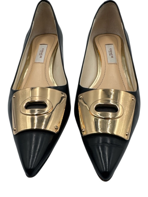 Coach Shoe Size 6.5 Black & Gold Leather Gold hardware Pointed Toe Pumps Black & Gold / 6.5