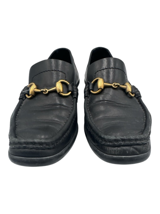 Gucci Shoe Size 7B Black Leather Brass Horsebit Square Toe Loafers Black / 7B