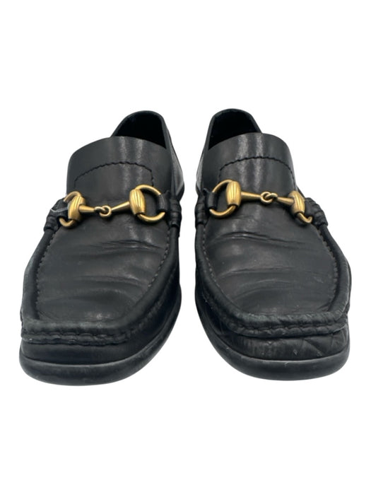 Gucci Shoe Size 7B Black Leather Brass Horsebit Square Toe Loafers Black / 7B