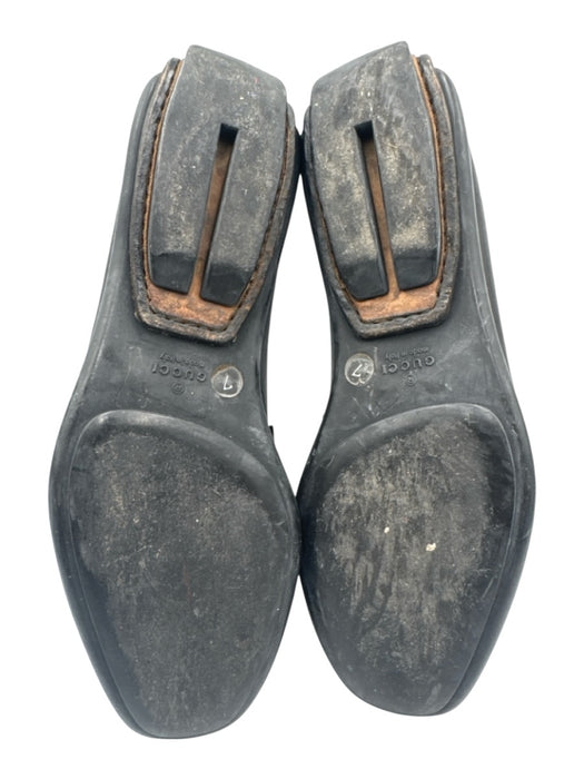Gucci Shoe Size 7B Black Leather Brass Horsebit Square Toe Loafers Black / 7B