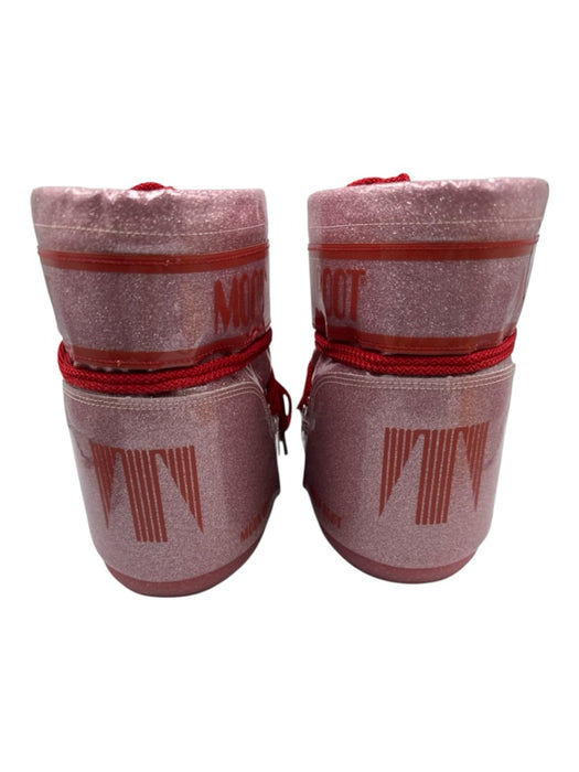 Moon Boot Shoe Size 5.5/7 Pink & Red PVC Upper Glitter Lace Up Ankle Booties Pink & Red / 5.5/7