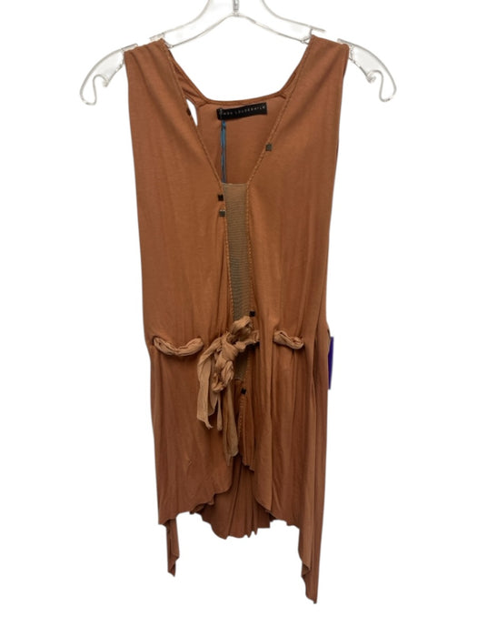 Linda Loudermilk Size M Terra Cotta Orange Lenpur Blend Sleeveless Waist tie Top Terra Cotta Orange / M