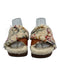 Chloe Shoe Size 36 Beige & Multi Sherpa Fleece Abstract Peep Toe Slide Sandals Beige & Multi / 36