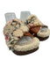 Chloe Shoe Size 36 Beige & Multi Sherpa Fleece Abstract Peep Toe Slide Sandals Beige & Multi / 36