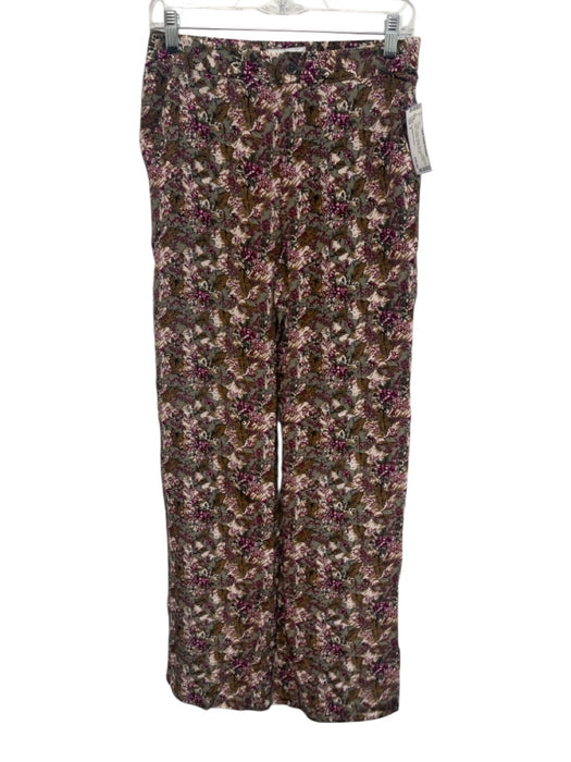 Equipment Femme Size 2 Green, Purple, Beige Silk Floral Mid Rise Pants Green, Purple, Beige / 2