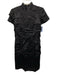 Linda Loudermilk Size 6 Black Silk Hook & Eye Mock Neck Tiered Midi Dress Black / 6