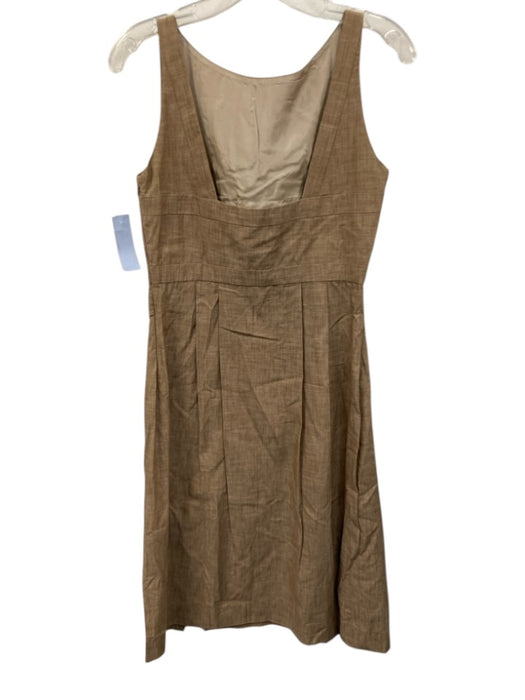 Linda Loudermilk Size 6 Tan Beige Organic Cotton Pleated Detail Below Knee Dress Tan Beige / 6