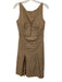 Linda Loudermilk Size 6 Tan Beige Organic Cotton Pleated Detail Below Knee Dress Tan Beige / 6