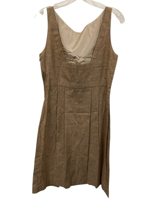 Linda Loudermilk Size 10 Tan Beige Organic Cotton Pleated Detail Dress Tan Beige / 10