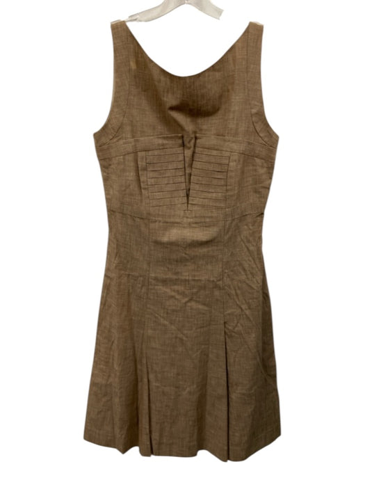 Linda Loudermilk Size 10 Tan Beige Organic Cotton Pleated Detail Dress Tan Beige / 10