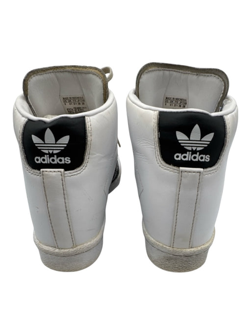 Adidas Shoe Size 6 Black & White Leather Upper Stripe Mid Top Wedge Sneakers Black & White / 6
