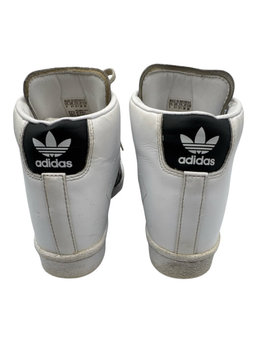 Adidas Shoe Size 6 Black & White Leather Upper Stripe Mid Top Wedge Sneakers Black & White / 6