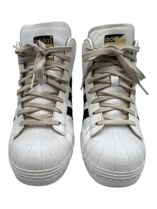 Adidas Shoe Size 6 Black & White Leather Upper Stripe Mid Top Wedge Sneakers Black & White / 6