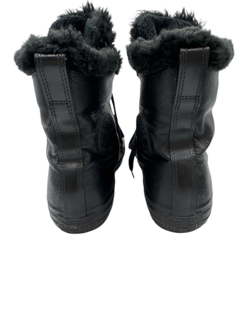Converse Shoe Size 8 Black Leather Upper Faux Fur Lining Zip Front Booties Black / 8