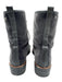 Stuart Weitzman Shoe Size 6.5 Black Leather Lined Velour Stacked Heel Boots Black / 6.5