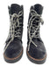 Stuart Weitzman Shoe Size 6.5 Black Leather Lined Velour Stacked Heel Boots Black / 6.5