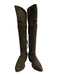 Frye Shoe Size 6.5 Green Brown Suede Stacked Heel Pointed Toe Side Zip Boots Green Brown / 6.5