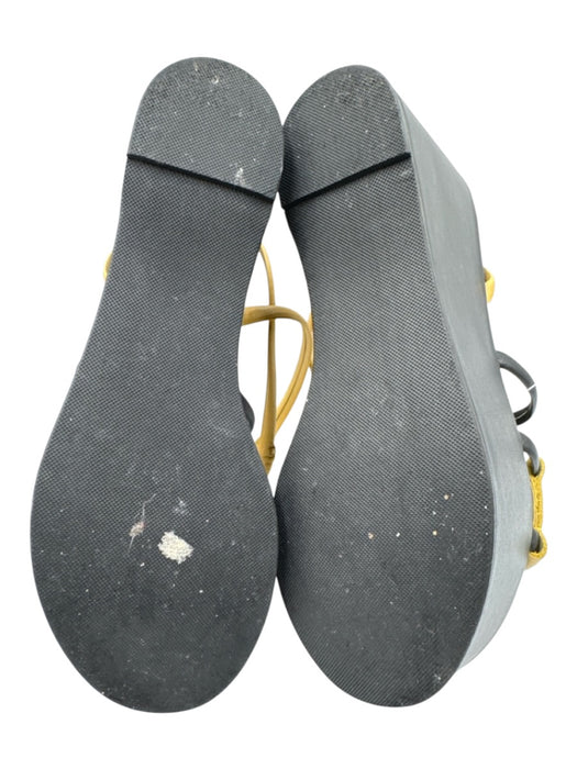 Costume National Shoe Size 6 Yellow & Black Leather Upper Logo Platform Sandals Yellow & Black / 6