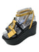 Costume National Shoe Size 6 Yellow & Black Leather Upper Logo Platform Sandals Yellow & Black / 6