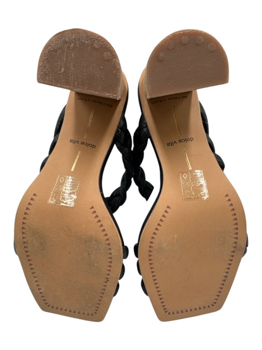 Dolce Vita Shoe Size 6 Black & Tan Leather Upper Beaded Open Square toe Sandals Black & Tan / 6
