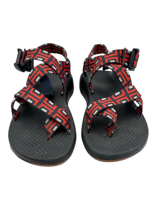 Chaco Shoe Size 6 Blue, Red, Black fabric upper Rubber Sole Geometric Sandals Blue, Red, Black / 6