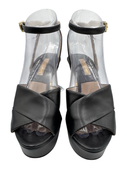 Michael Kors Shoe Size 6.5 Black, Brown, Gold Leather Metal Accent Sandals Black, Brown, Gold / 6.5