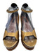 Derek Lam Shoe Size 7 Gold & Brown Leather Lizard Embossed Peep Toe Wedges Gold & Brown / 7