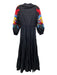 OO LA LA Size XS Black & Multi Cotton Maxi Tiered Embroidered Bird Detail Dress Black & Multi / XS