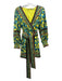 Alice + Olivia Size 2 Yellow & Green Print Cotton Floral Surplice Back Zip Dress Yellow & Green Print / 2