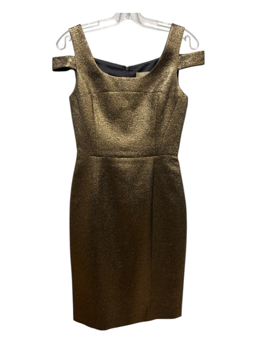 Michael Kors Collection Size 4 Gold & Black Poly Blend Metallic Back Slit Dress Gold & Black / 4