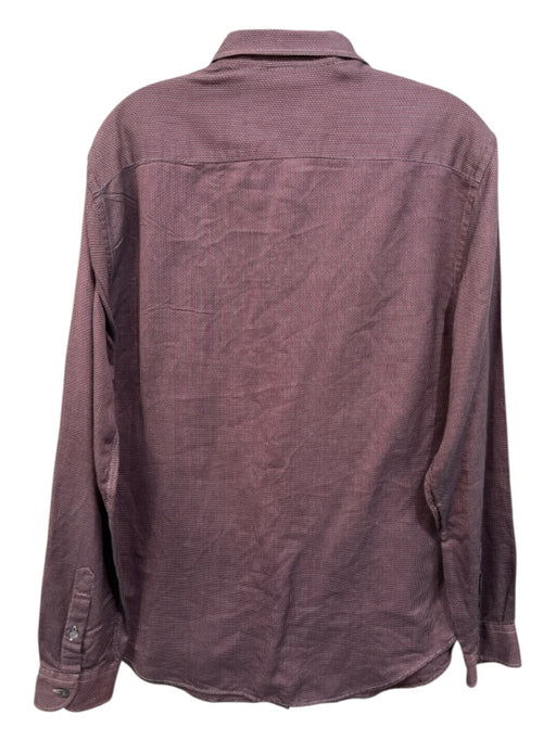 Armani Size L Red & White Cotton Micro Button Up Men's Long Sleeve Shirt Red & White / L